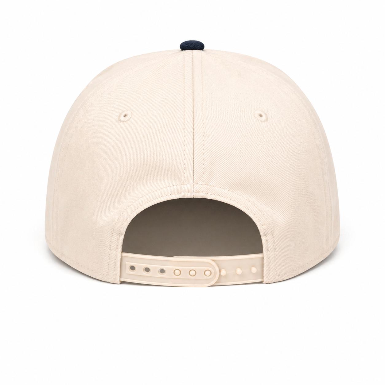 Texas Sun Snapback Hat — back view showing snapback closure, cream crown, Mad Capper