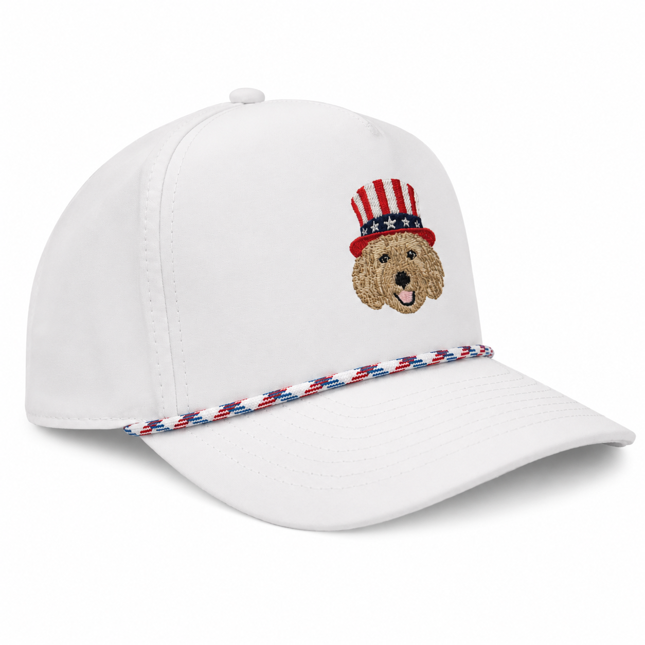 Golden Doodle Dandy Hat - Imperial Roper White RWB - side angle