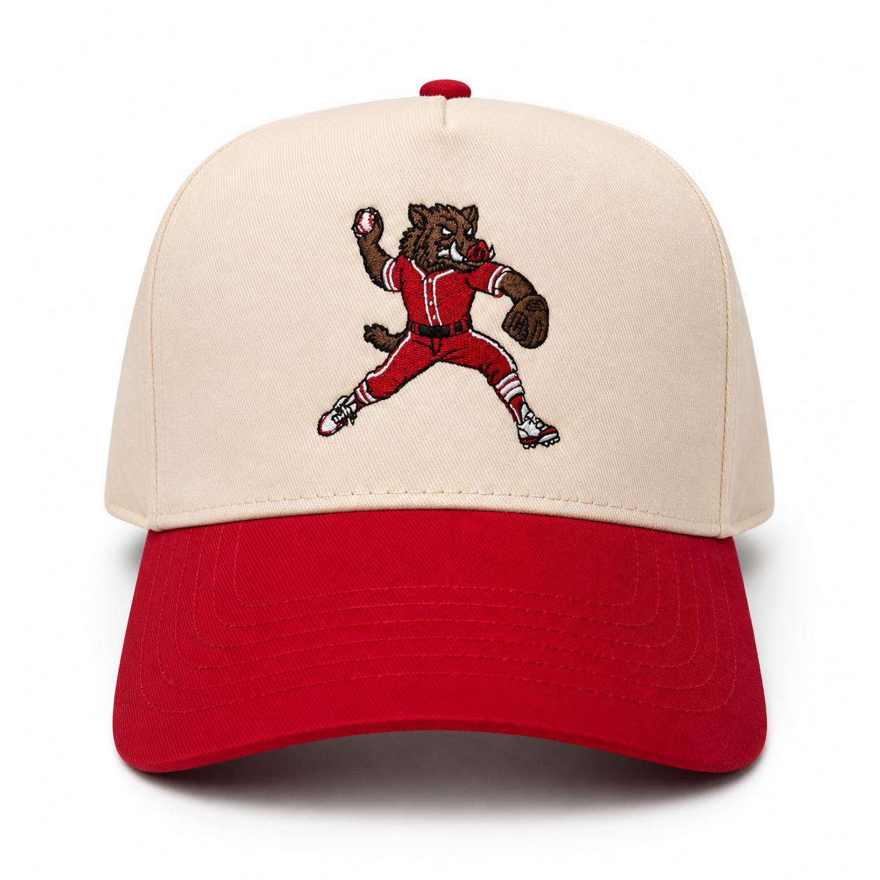 The Knuckle Hog Hat – Embroidered Wild Hog Pitcher | Snapback Cap – Front view