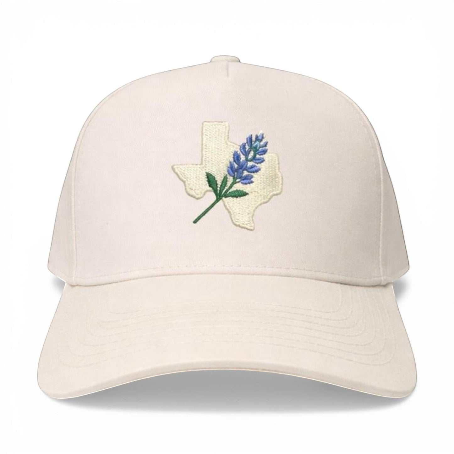 Texas Bluebonnet embroidered cream classic snapback hat - Mad Capper